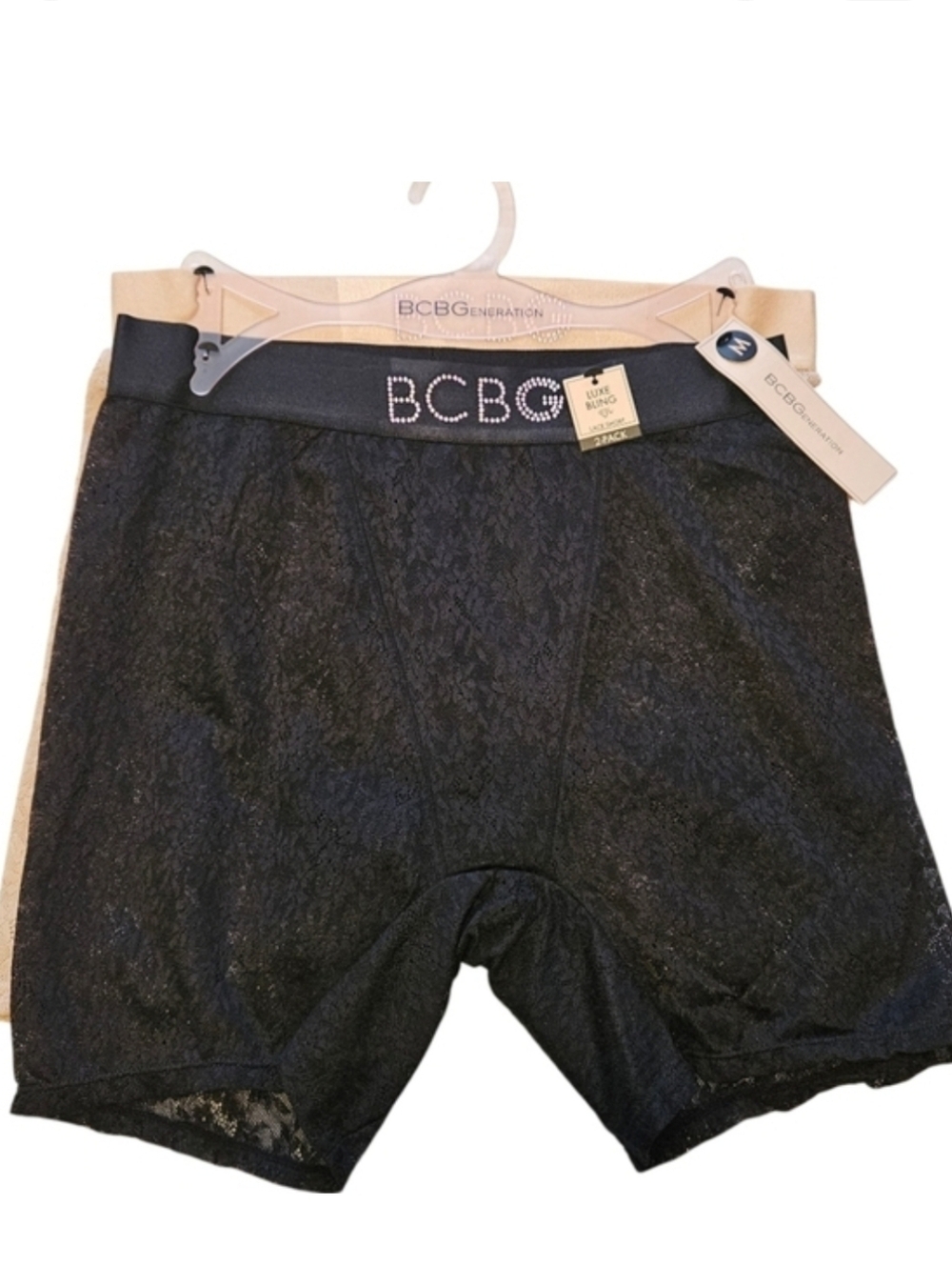 BCBGeneration Luxe Bling Lace Short -Size Medium Underwear - Black & Pink 2-Pack